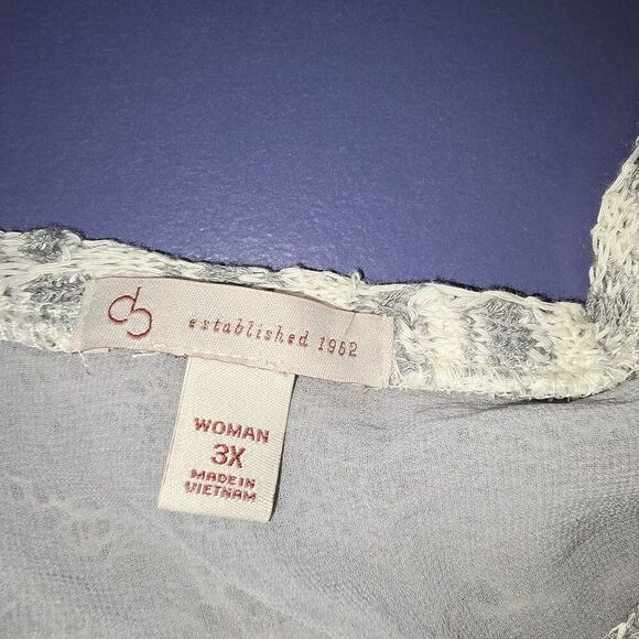 Dress Barn Long Sleeve Top Size 3X Gray/ White (A59) - Picture 4 of 7